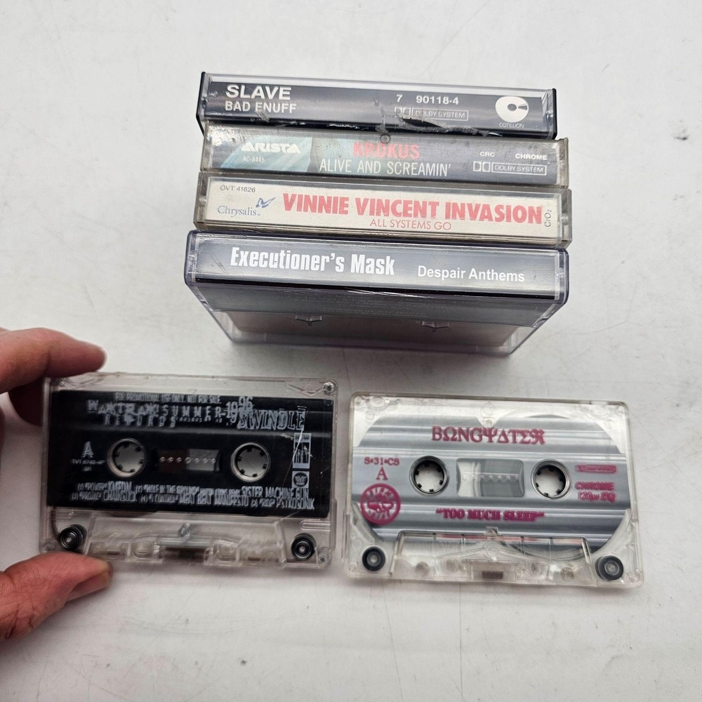 Lot 6 Cassette Metal Executioner's Mask Vincent Krokus Slave Bongwater Rock